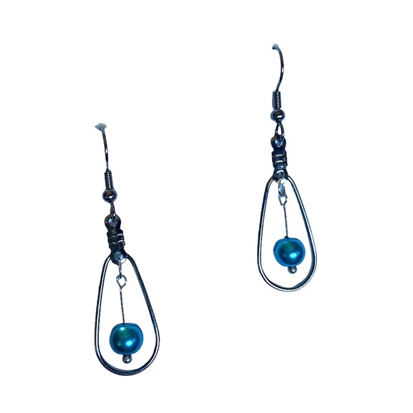 Turquoise Beaded Teardrop Earrings - Picture 2 of 3